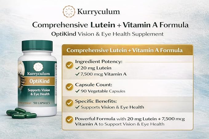 Optikind Best Eye Vitamins for Blurry Vision.Eye Health Supplements for Adults with Lutein for Macular Health Eye Vision Eye Strain and Fatigue.with Zinc and Vitamin A for Support