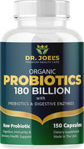 Organic Probiotics 180 Billion CFU - 40 Strains Vegan Probiotics + Prebiotics + Digestive Enzymes - Gut &amp Immune Health - 100% Pure Maximum Potency &amp Shelf Stable - Made in the USA