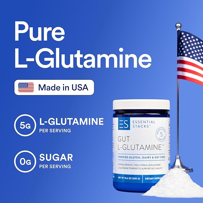 Essential Stacks L-Glutamine Home &amp Away Bundle - L Glutamine Powder &amp Capsules