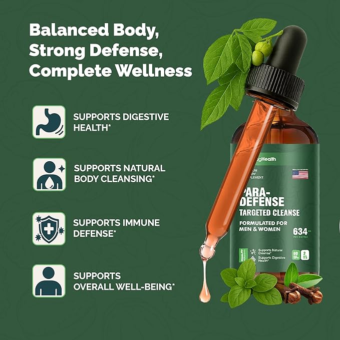 Wormwood Black Walnut Clove Tincture | 3rd Party Tested Digestive Support Drops | Sweet Wormwood Green Walnut Hull &amp Clove Extract Liquid for Gut Wellness | 2 oz 60 Servings