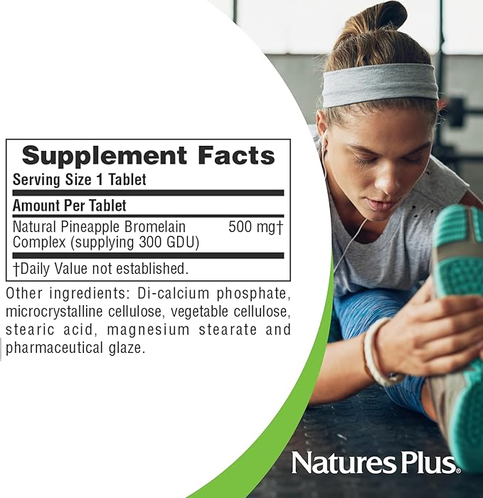 NaturesPlus Chewable Bromelain - 60 Tablets - Natural Proteolytic Enzyme Supplement - Supports Digestion Joint &amp Muscle Health - Vegan Gluten Free - 60 Servings