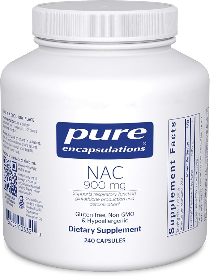 Pure Encapsulations NAC 900 mg - N-Acetyl Cysteine Amino Acid Supplement for Lung &amp Immune Support Liver &amp Antioxidants* - 240 Capsules