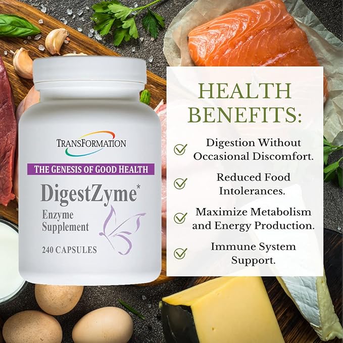 TRANSFORMATION THE GENESIS OF GOOD HEALTH Enzymes Natural DigestZyme Supplement Formula for Overall Health Nutrient Absorption Support Digestion During Pregnancy &amp Lactation Children's Digestiv