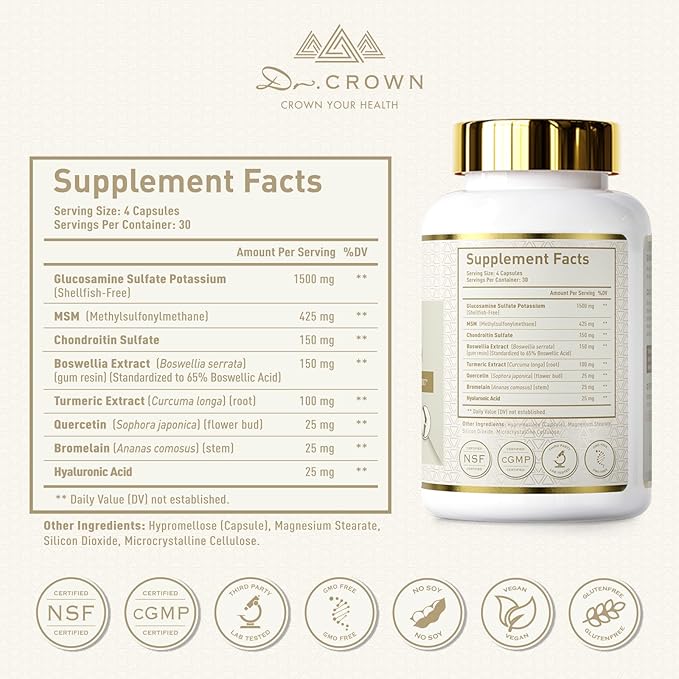 Joints Health Suppplement Glucosamine Chondroitin MSM - Joint Support Supplement for Women and Men with Turmeric MSM &ampBoswellia for Cartilage Joint Health and Flexibility - 120 Capsules