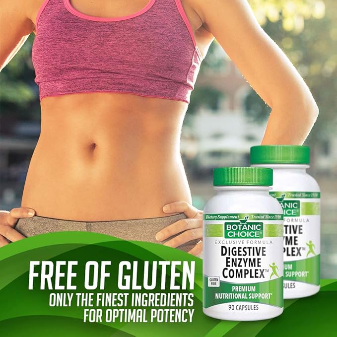 Botanic Choice Digestive Enzyme Complex - Digestive Aid for Healthy Gut Supplement for Better Digestion and Improved Nutrient Absorption to Ease Abdominal Bloating - 90 Pills