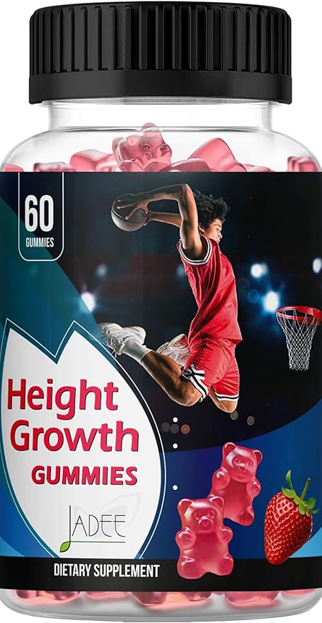 Jadee Height Growth Gummies for Teens &amp Kids Calcium 325mg Teen Vitamins D3K2C Magnesium Ashwagandha Zinc L-Arginine - Bone Healthy Growth Development &amp Strength - Height Increase &amp