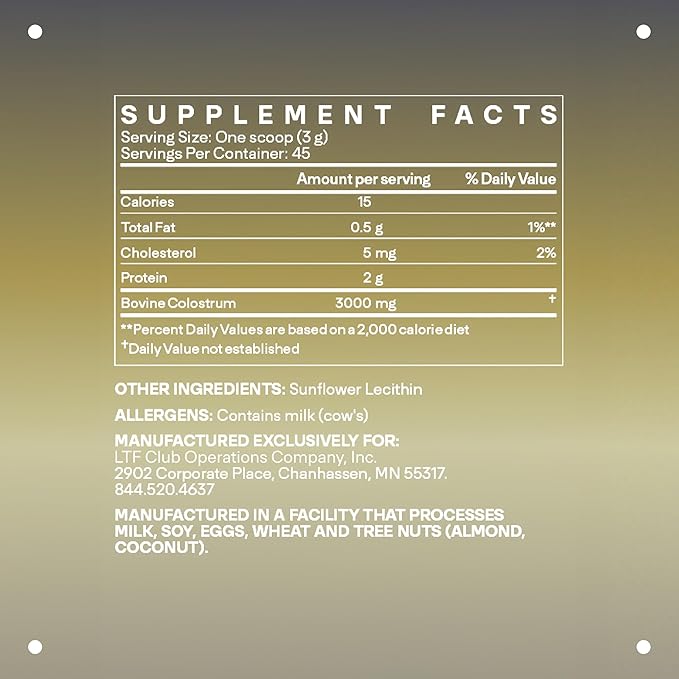 LTH Revive Grass-Fed Colostrum Powder - Premium Colostrum Supplement - Supports Digestion Skin &amp Immune Health - Sourced from First-Milking Colostrum - 4.83 oz