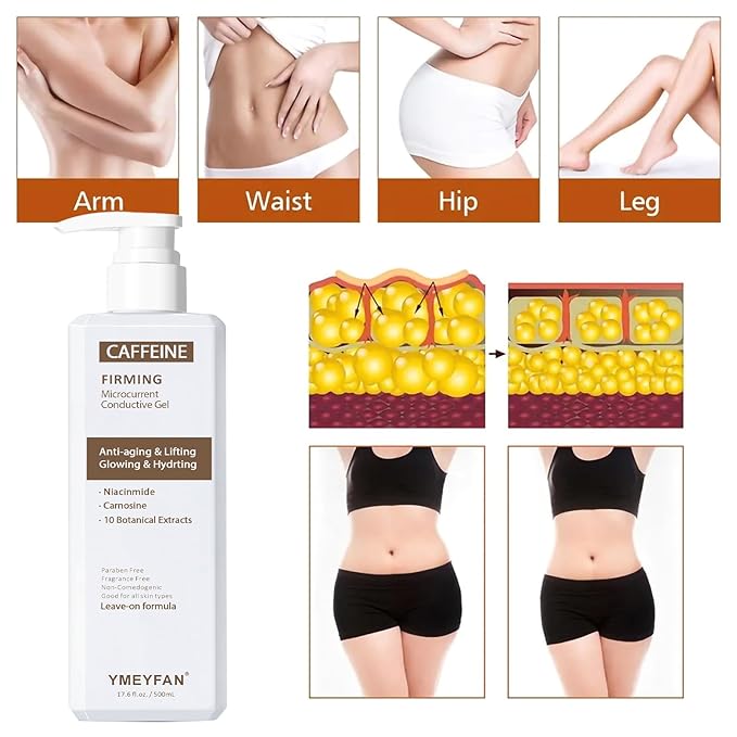 YMEYFAN 2x500ML Conductive Gel for Body Sculpting Hot Caffeine Cavitation Gel for Face Slimming Device Firming &amp Tighten for Arms Tummy Butt Thighs Legs Help Fat Burning