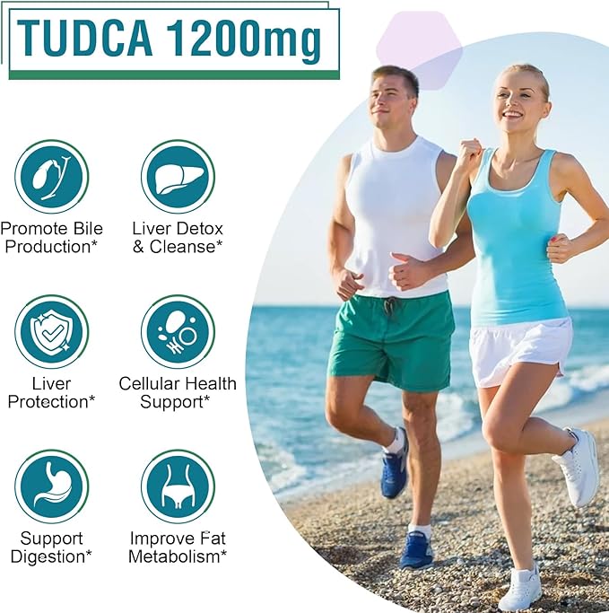 TUDCA Supplement 1200mg - 120 Veggie CapsulesPowerful TUDCA Bile Salts Supplements for LiverDigestion