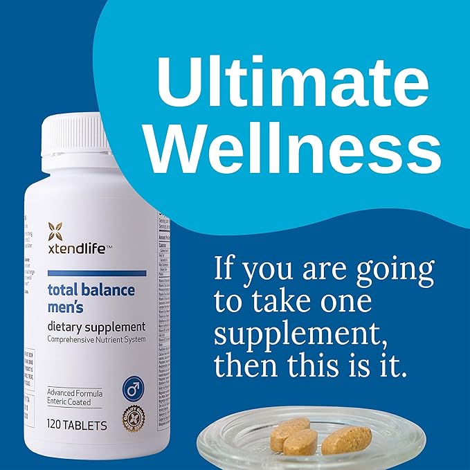 Xtendlife Total Balance Men's Multivitamin for Immune Heart Digestive &amp Cellular Health - Daily Support - 70+ Nutrients &amp Minerals - 30 Day Supply