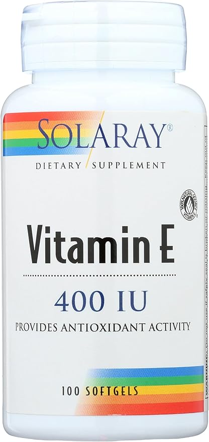 SOLARAY Vitamin E d-Alpha Tocopherol 268mg (400 IU) | Heart &amp Skin Health Antioxidant Activity Support | 100ct