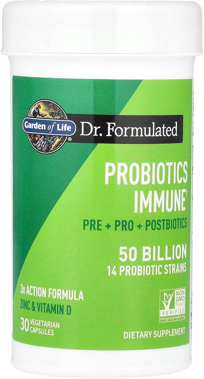 Garden of Life Dr. Formulated Pre Post &amp Probiotics Immune Support with Prebiotics &amp Postbiotics – 50 Billion CFU Gut &amp Digestive Health Support Zinc &amp Vitamin D3 Vegan 30 Day Sup