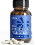 BIOMA Anti-Stress Probiotics – 3-in-1 Gut-Brain Axis Support for Stress Relief &amp Mood – Prebiotics Postbiotics &amp Clinically Studied Strains – Vagus Nerve Serotonin &amp Digestive Support –