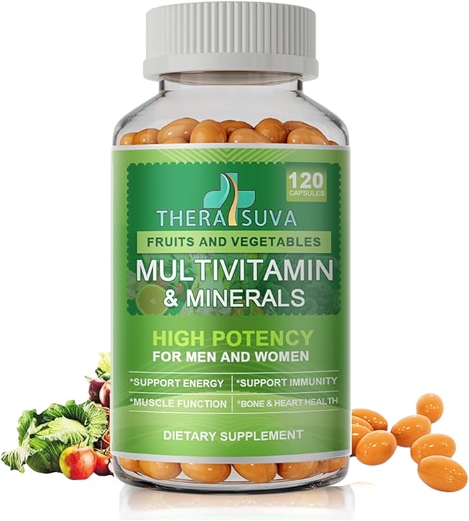 All Natural Multivitamins &amp Minerals + B Complex + Calcium + Magnesium + Zinc 100% Vegan Sourced Whole Food Supplement Complete Nutritional Support for Men &amp Women 2 Month Supply 120 Softg