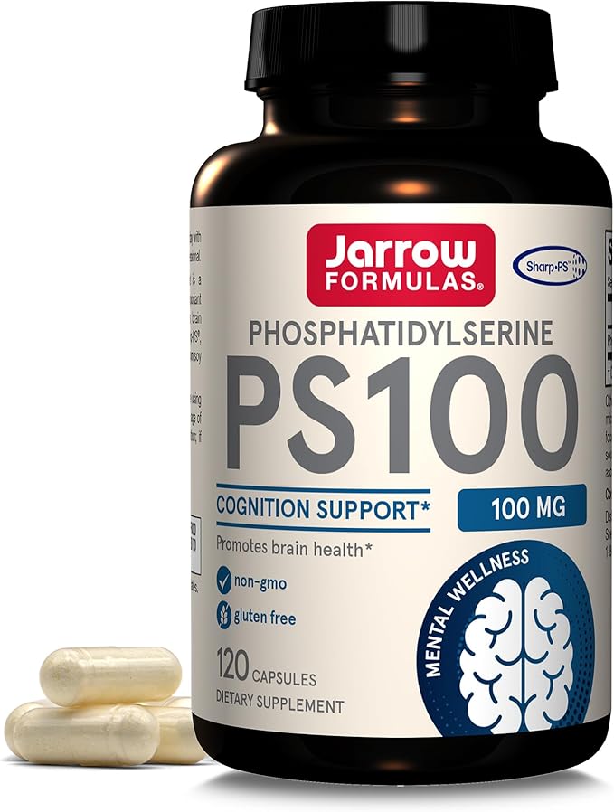 Jarrow Formulas PS100 Phosphatidylserine 100mg Dietary Supplement for Brain Health and Cognitive Function Support 120 Capsules Up to a 120 Day Supply