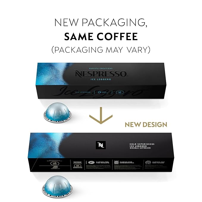 Nespresso Capsules Vertuo Ice Leggero 50-Count Double Espresso Coffee Pods Brews 2.7 oz.