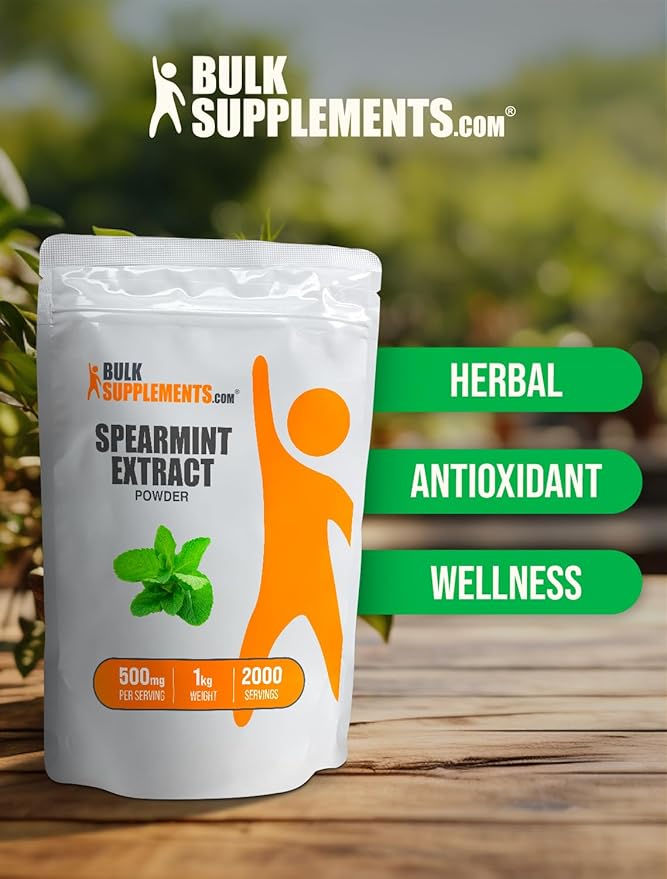 BulkSupplements.com Spearmint Extract Powder - Food-Grade Spearmint Powder Herbal Supplement - Vegan &amp Gluten Free 500mg per Serving 1kg (2.2 lbs) (Pack of 5)