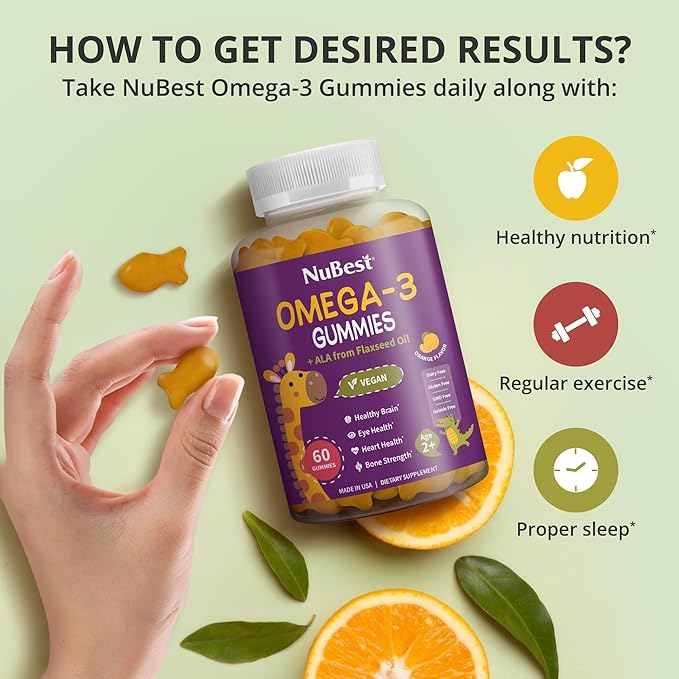 Omega 3 Gummies &amp Probiotic Gummies Bundle - Brain Growth Eye Health Digestive Support in Kid-Friendly Gummies