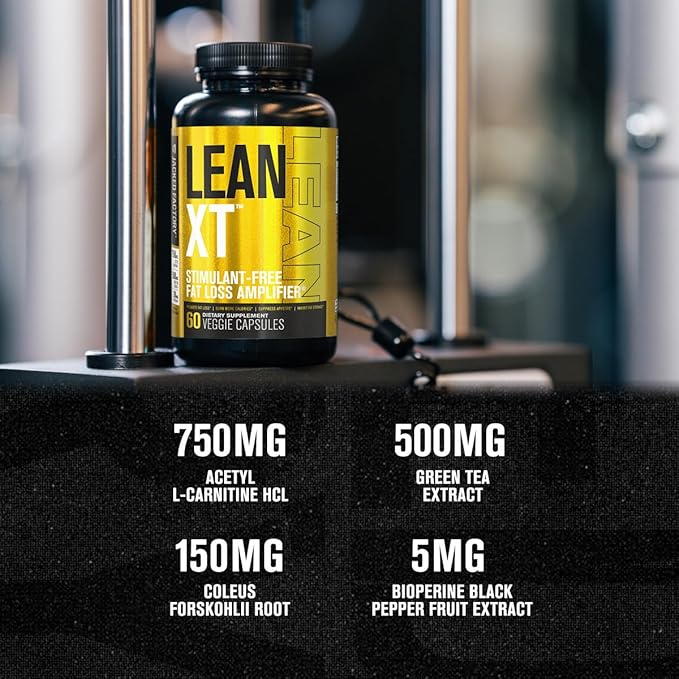Jacked Factory Lean-XT Caffeine Free Fat Burner - Non Stim Weight Loss Supplement Appetite Suppressant &amp Metabolism Booster | Acetyl L-Carnitine Green Tea Extract Forskolin - 60 Natural Diet Pi