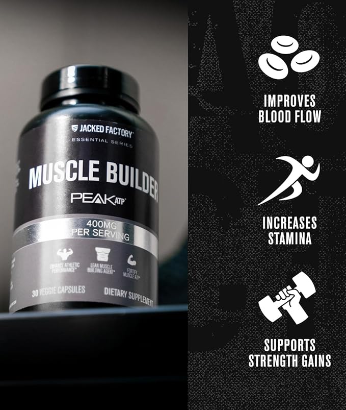 Jacked Factory Creatine Monohydrate Powder 150g - Creatine Supplement for Muscle Growth Increased Strength &amp Essentials Muscle Builder - Daily Muscle Builder with PeakATP (30 Capsules)