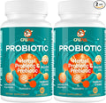 Probiotics for Women &amp Men - 300 Billion CFU 24 Strains Probiotic + 15 Organic Herbs Prebiotics Blend for Overall Digestive Gut Health Immune Constipation &amp Bloating Shelf Stable - 4 Mont