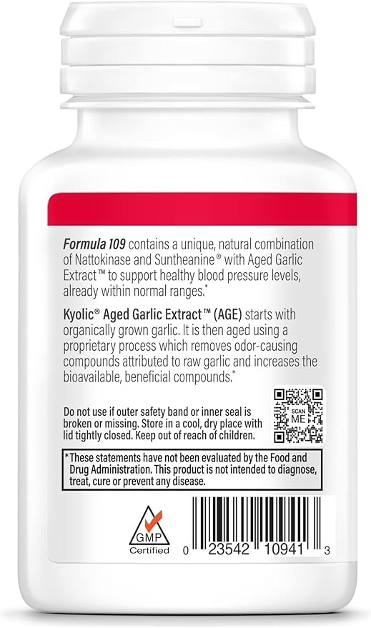 Kyolic Aged Garlic Extract Formula 109 Blood Pressure Health* 80 Capsules