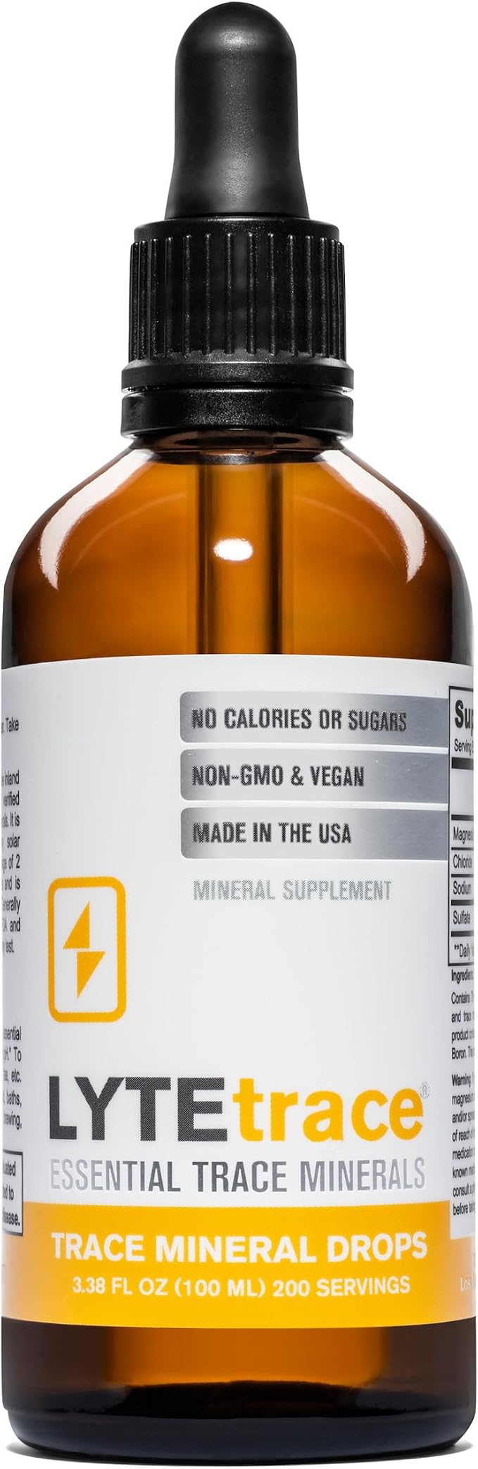 LyteLine Trace Mineral Drops 100ml x 200 Servings - Max-Absorption Ionic Natural Low Sodium Trace Minerals Concentrate to Balance the Body's pH - Non-GMO Vegan Kosher and Keto Friendly