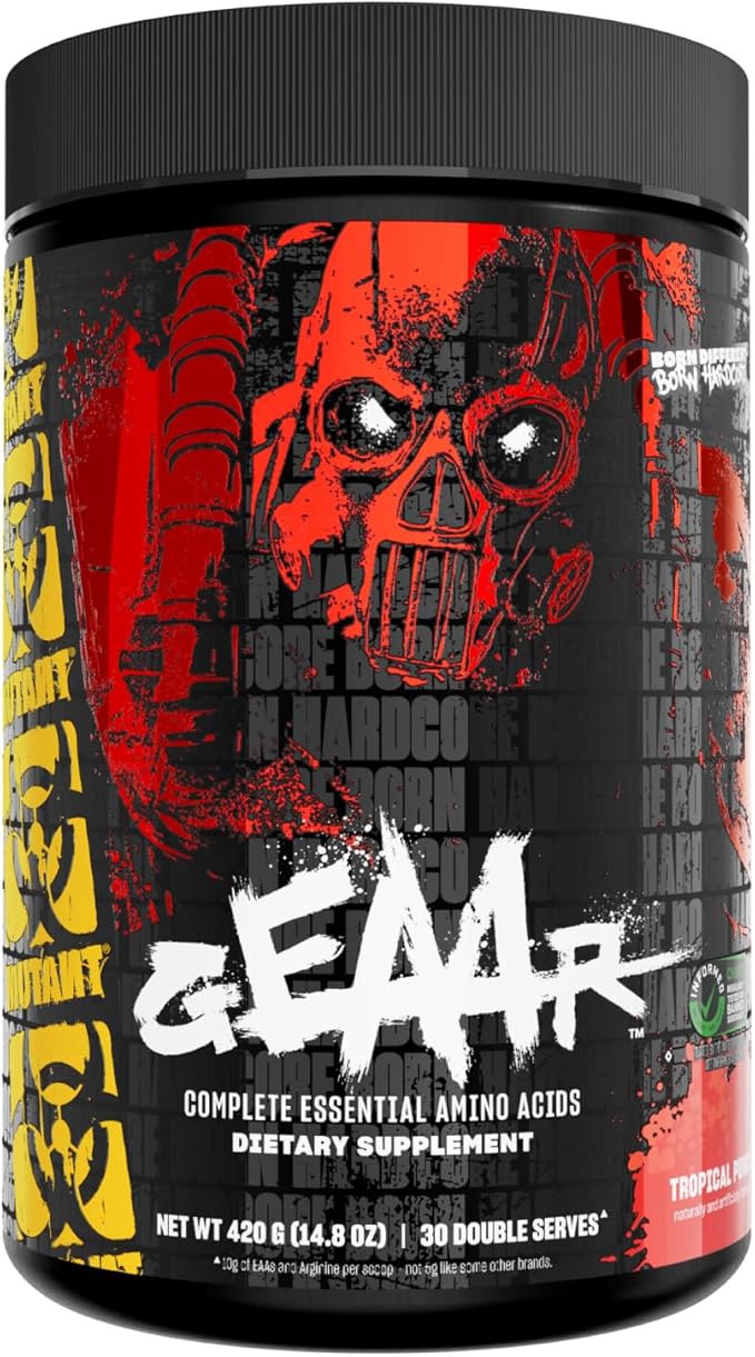 Mutant GEAAR - 9.4g of EAA Powder + Arginine 7g BCAAs 4g Leucine Electrolytes Coconut Water 30 Servings - Fruit Punch