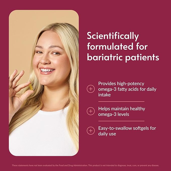 Bariatric Advantage OmegaVanta 10 - Omega Fish Oil - Enriched EPA &amp DHA - Enteric Softgel Design - Supports Heart Health* - Natural Lemon Flavor - 60 Softgels