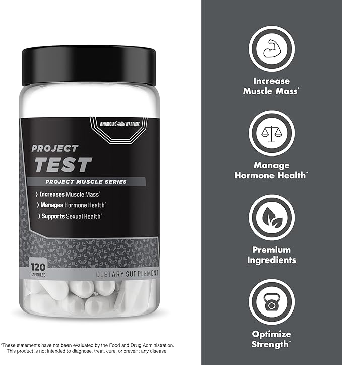 Anabolic Warfare Project Test Support Muscle Mass &amp Strength* Manage Hormone Health* Support Sexual Health* Made with Botanicals