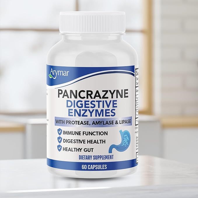 Arymar Pancrazyne Probiotics Digestive Enzymes with Amylase Protease Lipase &amp Lactobacillus Gut Health &amp Digestive Support Supplement 60 Capsules 3 Pack