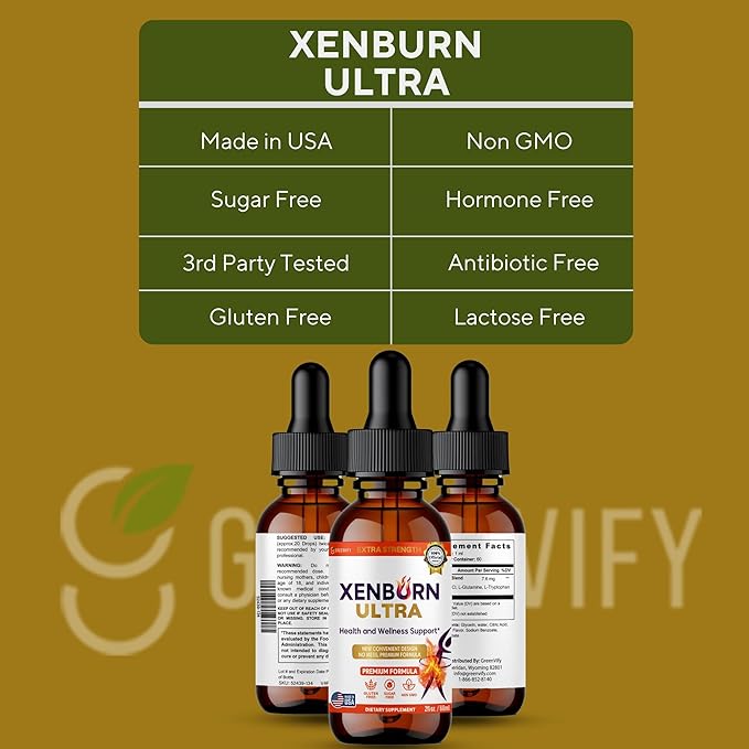 Xenburn Ultra Extra Strength Dietary Supplement Health and Wellness Support 60 Servings 2 fl oz Gluten Free Sugar Free Non GMO (3)