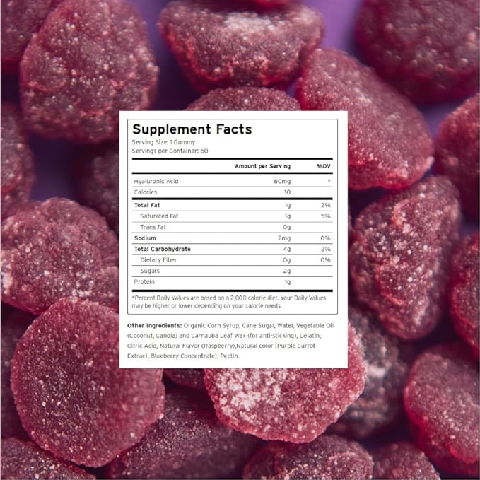 Hyalogic Hyaluronic Acid Gummies – Supplement for Joint Skin &amp Eyes – Mixed Berry Flavor – Gummy Vitamins for Women &amp Men – Gluten-Free Non-GMO 60 Count