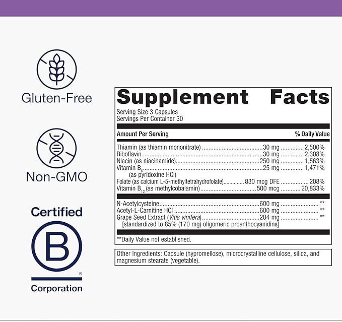 Metagenics Ceralin Forte - Comprehensive Brain Health &amp Energy Metabolism Support* - with B Vitamins Acetyl-L-Carnitine N-Acetylcysteine &amp Niacin - Non-GMO Gluten-Free - 90 Capsules