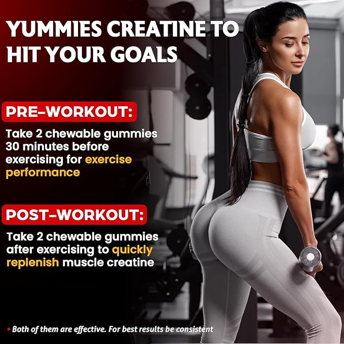 Creatine Monohydrate Gummies for Women &amp Men Creatine with Taurine &amp B6 Chewable Creatina Pre Workout Gummies for Max Strength &amp Muscle Growth Energy Endurance Creatine for Men &amp