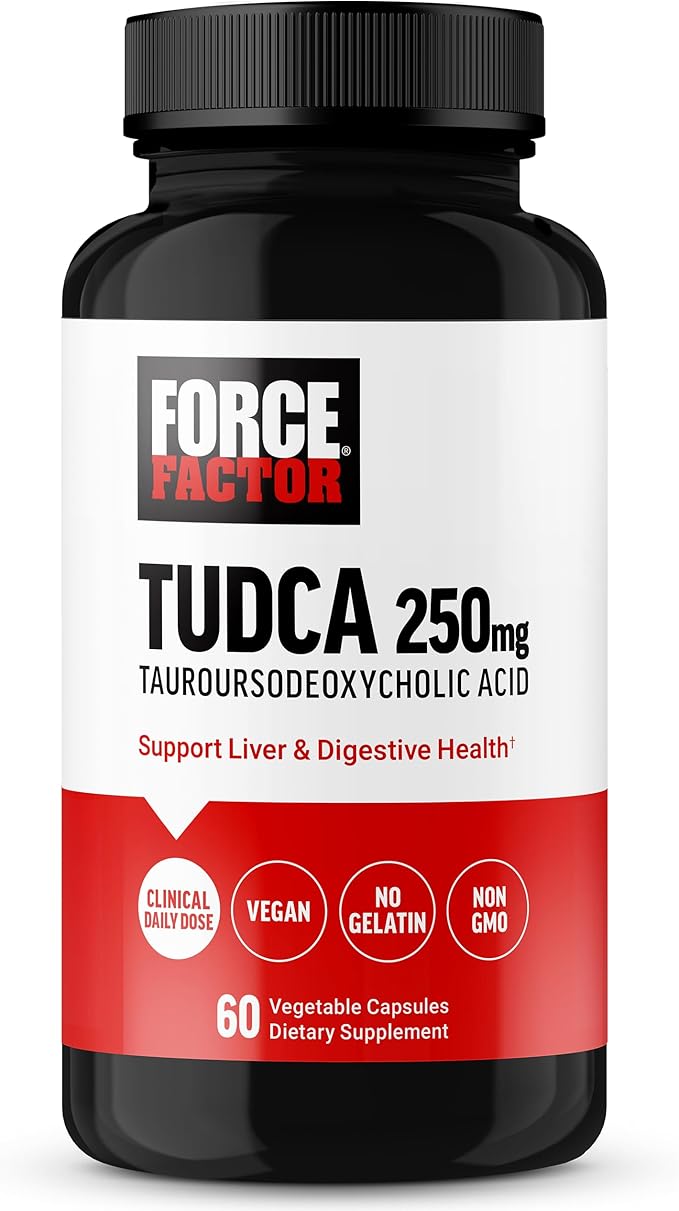 Force Factor TUDCA Liver Support Supplement Powerful Bile Salt for Gallbladder Health and Liver Health Tauroursodeoxycholic Acid Clinical Dose Vegan Friendly Non-GMO 60 Vegetable Capsules