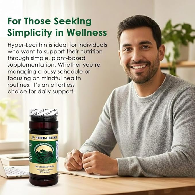 Nu-Health Hyper Lecithin Brain &amp Circulation Support – Soy Lecithin with Ginkgo Biloba Grape Seed Extract &amp Vitamin E – Cognitive Function Memory &amp Focus Supplement 200 Softgels