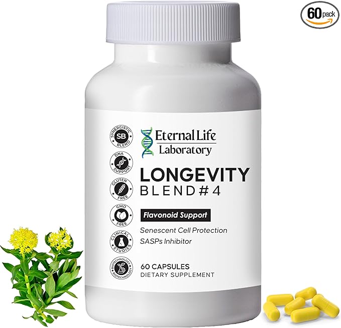 Quercitin Rhodiola Rosea Luteolin and Rutin Longevity Blend #4 Anti-Aging Supplement for Cellular Defense with Immunity and Energy Support Antioxidants