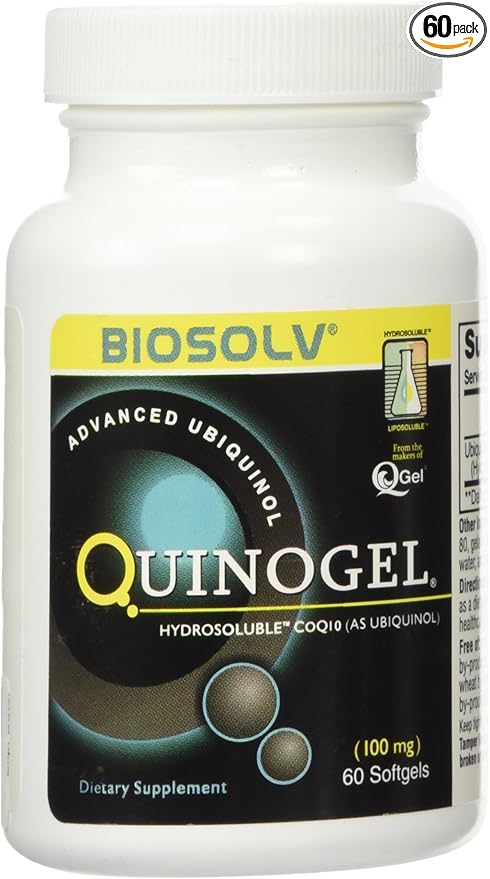 QuinoGel® Solubilized Ubiquinol CoQ10 (Hydrosoluble™ Kaneka QH™) 100mg / 60 Softgels