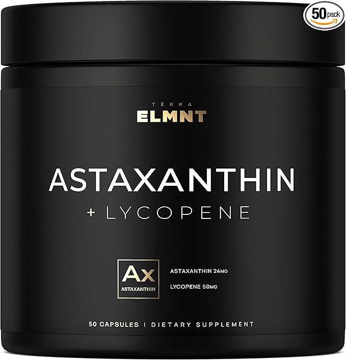 Astaxanthin 24mg + Lycopene 50mg Clinical Strength Carotenoids Skin Supplement w. 100% Natural from MicroAlgae - Best Astaxanthin Supplements for Skin Health &amp Pigmentation - Astaxantina