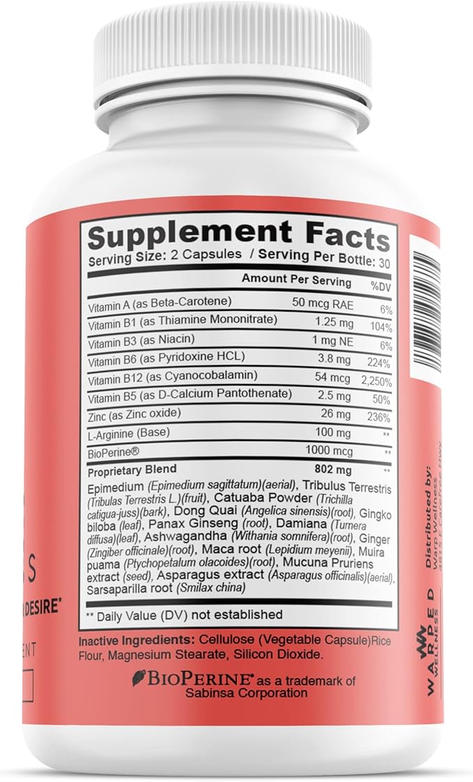 Womens Supplement That Boosts Libido | Enhance Intimacy Passion and Desire | Miura Puama for Female Specific Arousal | Love Goddess | Vitamin | Warped Wellness