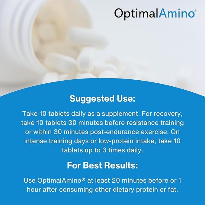 OptimalAmino Tablets Fitness Bundle (600 Count) | 99% Utilized Essential Amino Acids (EAA) Supplement | Increase Muscle Recovery BCAA Protein Pre/Post Workout NSF Certified for Sport® Certified