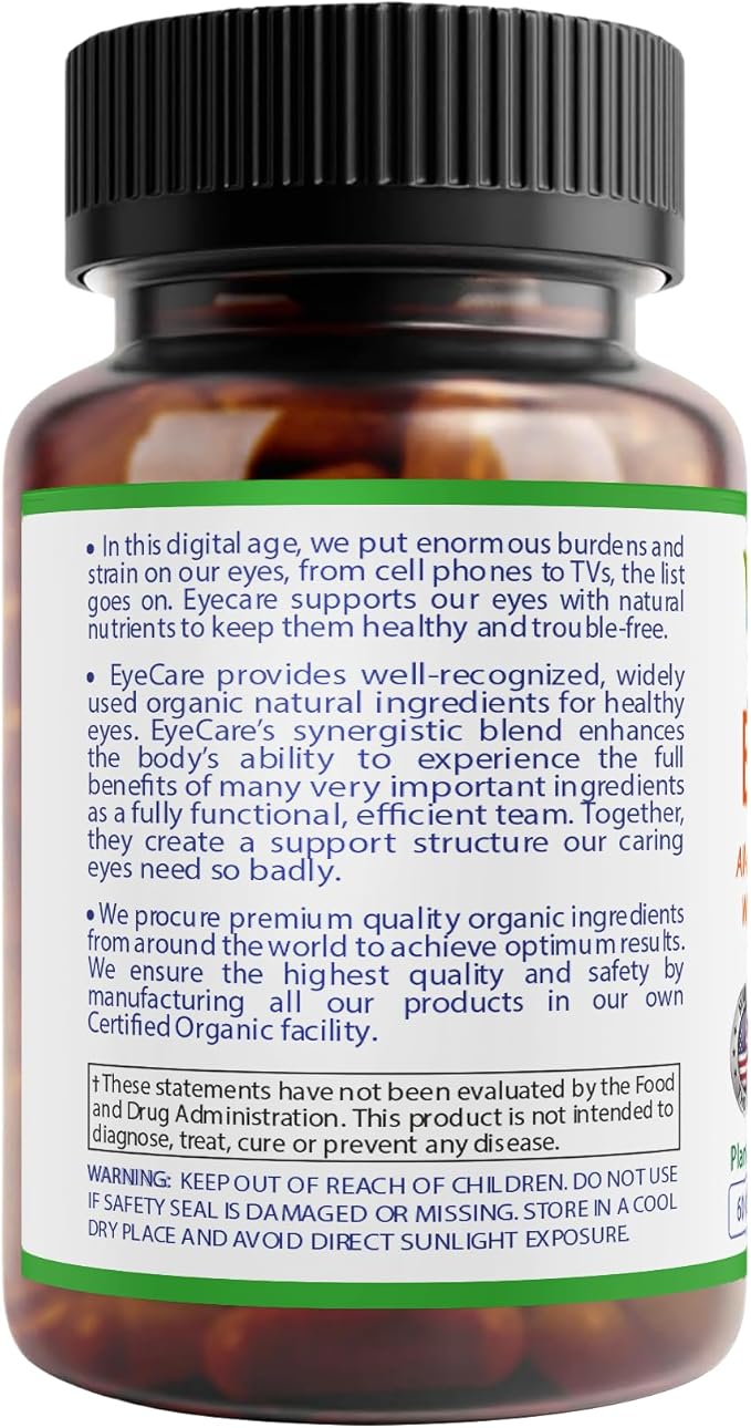 Bodymune Advanced EyeCare | USDA Organic Eye Health Supplement with Lutein &amp Zeaxanthin | Maqui Goji &amp Sea Buckthorn Extracts | 60-Day Supply | Vegan Non-GMO Made in USA