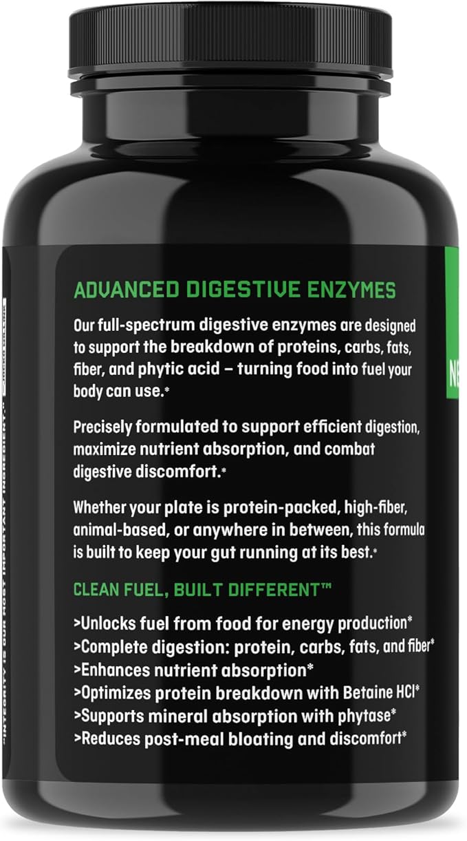Jocko Fuel Digestive Enzymes - Full Spectrum Support Nutrient Absorption Gut Health Support Digestion Aid - 60 Capsules