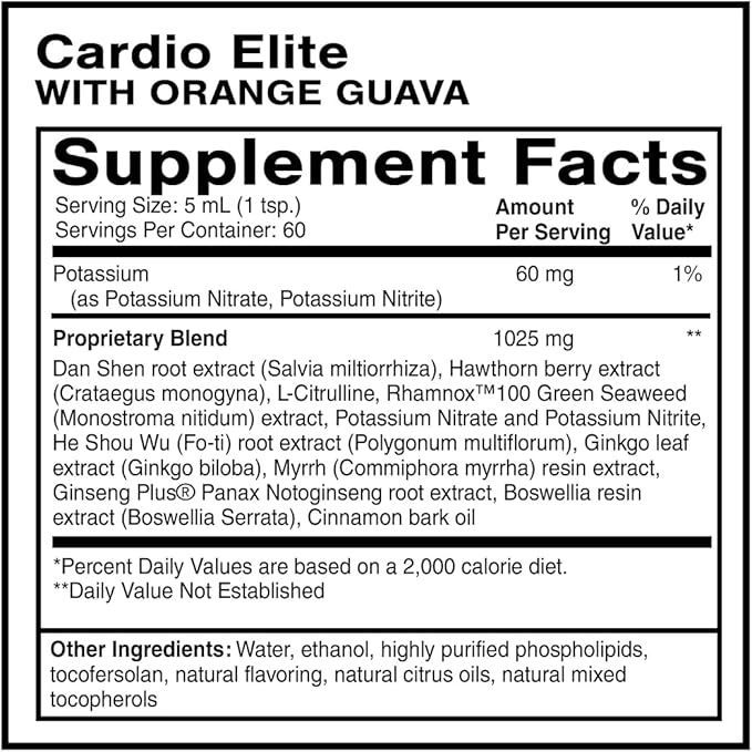 Quicksilver Scientific Cardio Elite - Liquid Supplement for Circulation &amp Energy Support - Nitric Oxide Aid - Rapid Absorption - Vegan Non-GMO &amp Gluten-Free - 10.14 fl oz (60 Servings)
