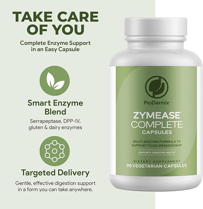 ZymEase Complete Capsules Multi Enzyme Formula for Digestive Health Comfort Probiotic for Digestion and Food Breakdown (90 Capsules)