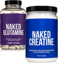 NAKED Pure Micronized Creatine Monohydrate 100 Servings + Pure L-Glutamine 240 Capsules Bundle: Vegan Non-GMO Gluten Free. Minimize Muscle Breakdown &amp Improve Protein Synthesis. Nothing Artifici