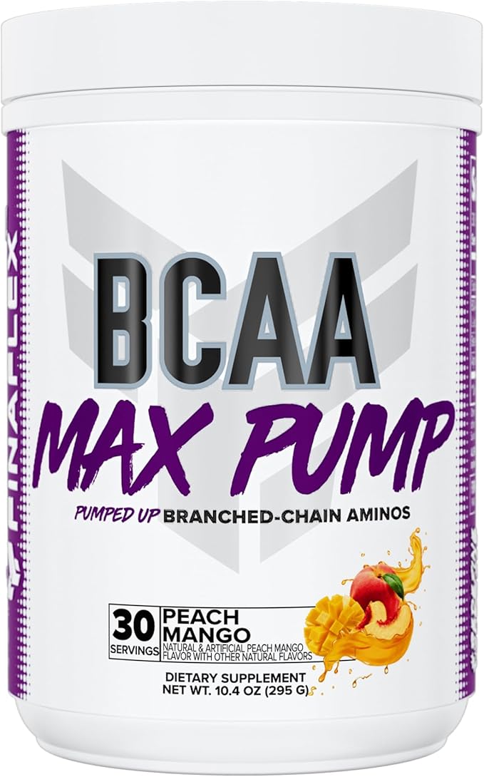 FINAFLEX BCAA MAX PUMP Peach Mango - 10.4 oz - Promotes Strength Performance &amp Recovery - With 2:1:1 Ratio of Leucine Isoleucine &amp Valine + Betaine Anhydrous - 30 Servings
