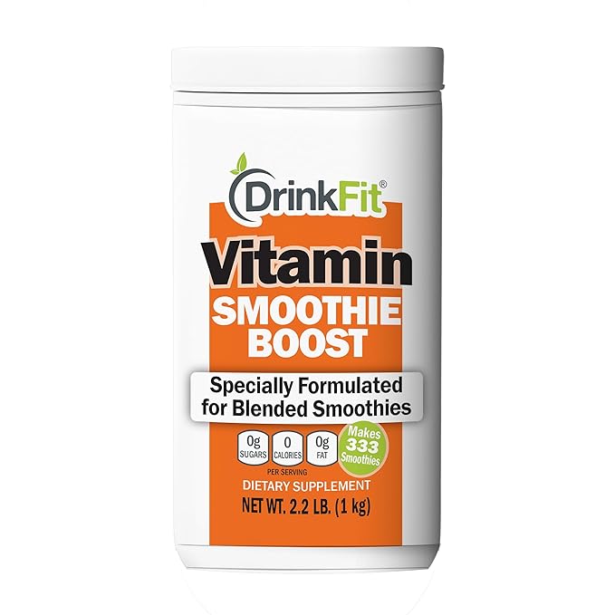 DrinkFit Smoothie Powder Mix | Specially Formulated Boost Supplements for Blended Smoothies | Meal Replacement Shakes Gluten Free - 2.2 lbs Jug (Vitamin)