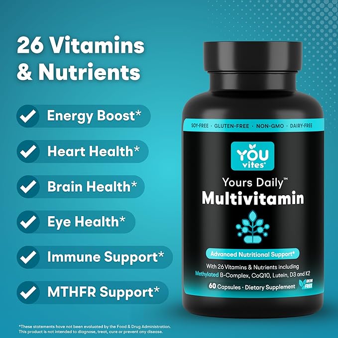 Methylated Multivitamin for Men and Women Methyl Multi Without Iron - 60 Capsules MTHFR Supplement with Methyl B12 Methylfolate (5-MTHF) CoQ10 for Energy Heart and Mood Support